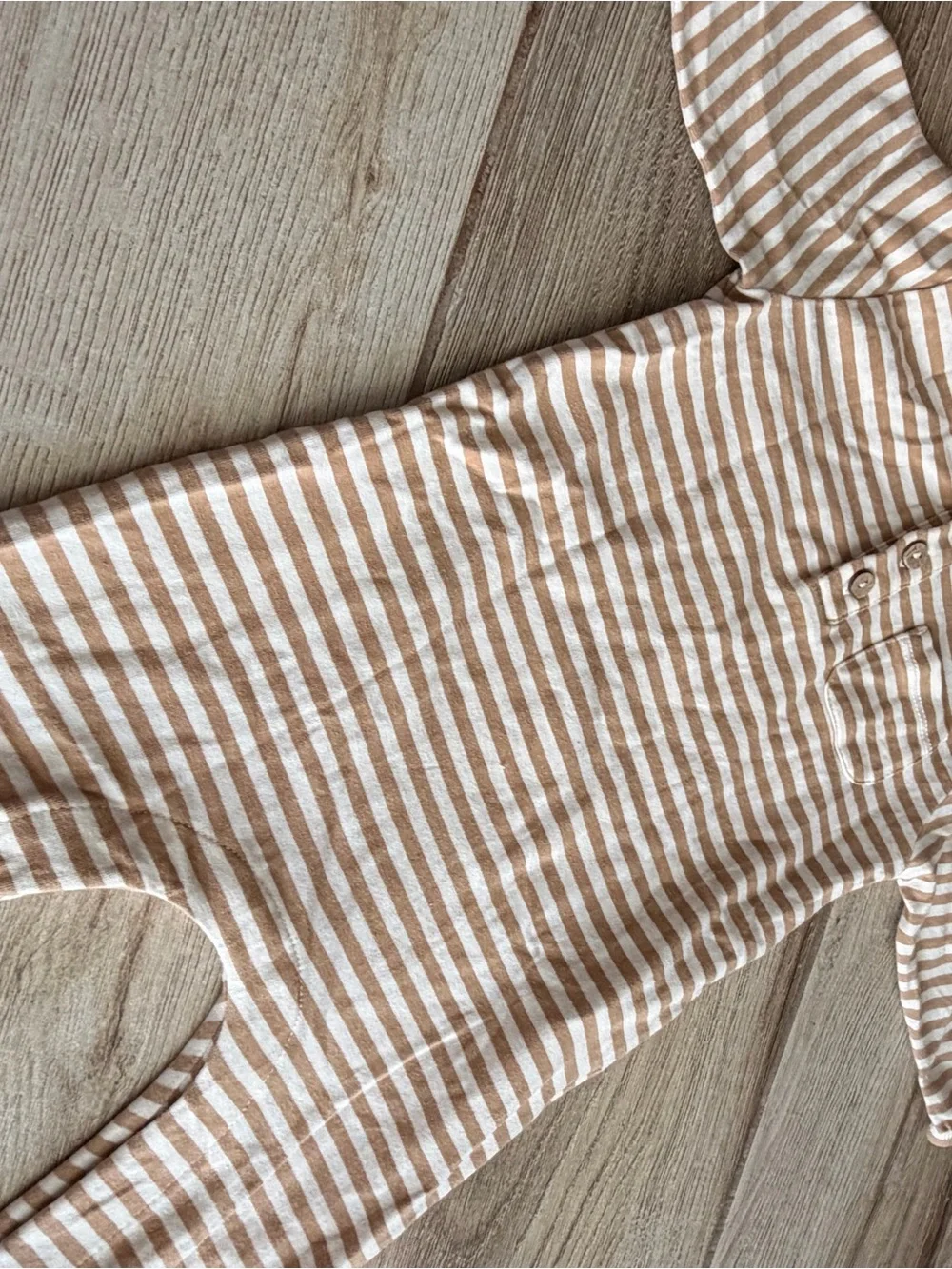 Quincy Mae Beige and White Striped Baby One-Piece Bodysuit